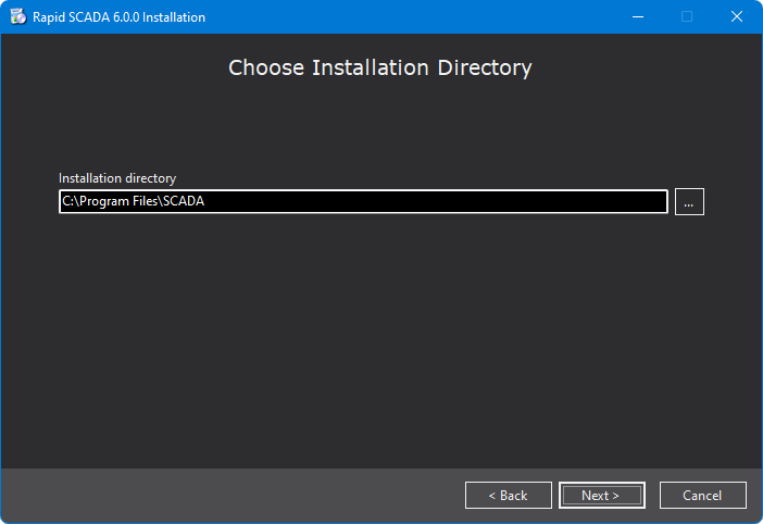 RapidSCADA installer. Choose directory