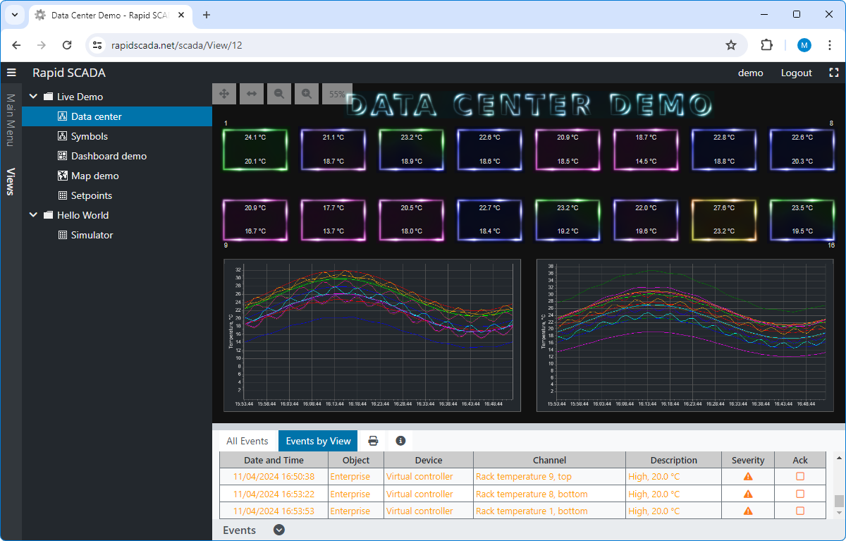 Webstation application. Scheme view